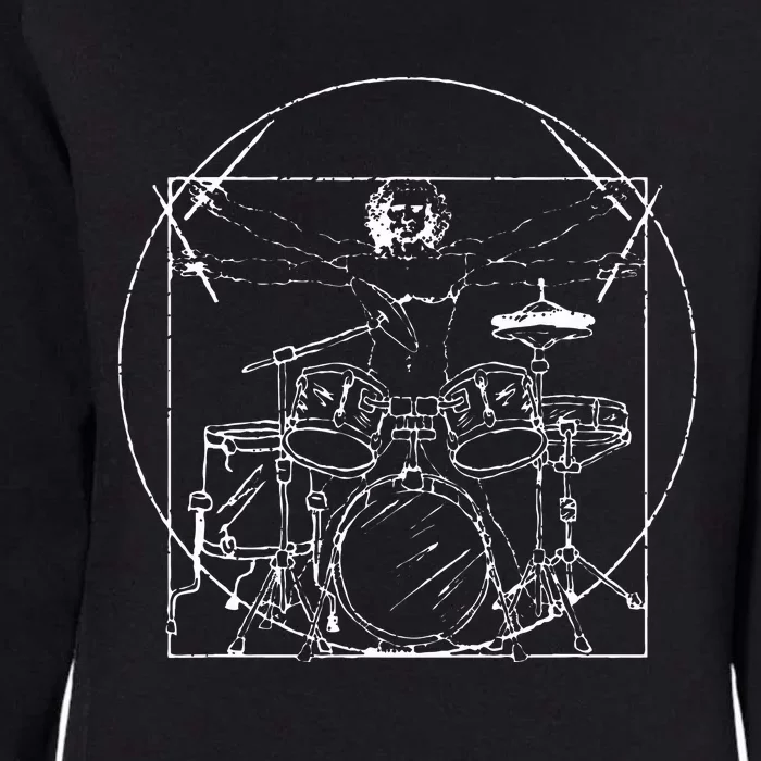 Drummer Gift Da Vinci Drums Drawing Present for Music Fans Womens California Wash Sweatshirt