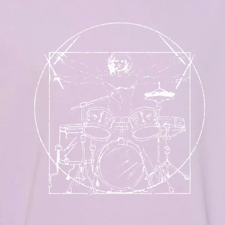 Drummer Gift Da Vinci Drums Drawing Present for Music Fans Garment-Dyed Sweatshirt