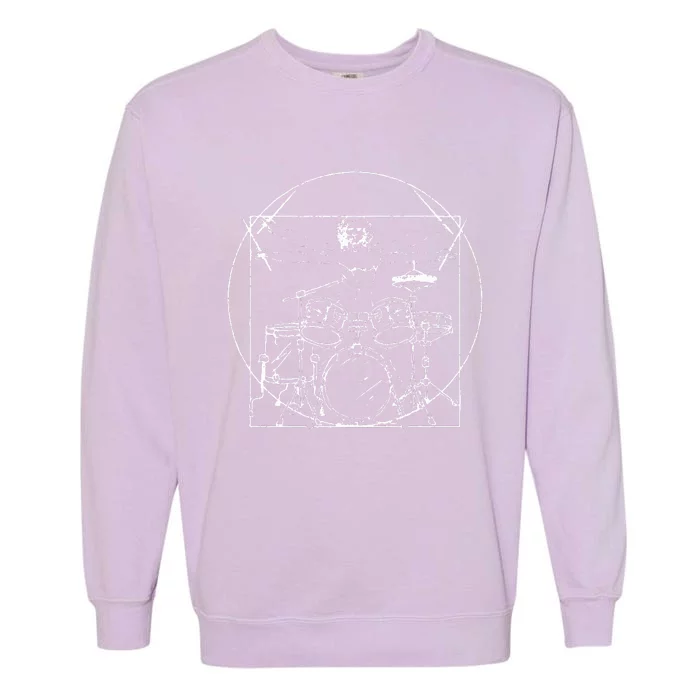 Drummer Gift Da Vinci Drums Drawing Present for Music Fans Garment-Dyed Sweatshirt