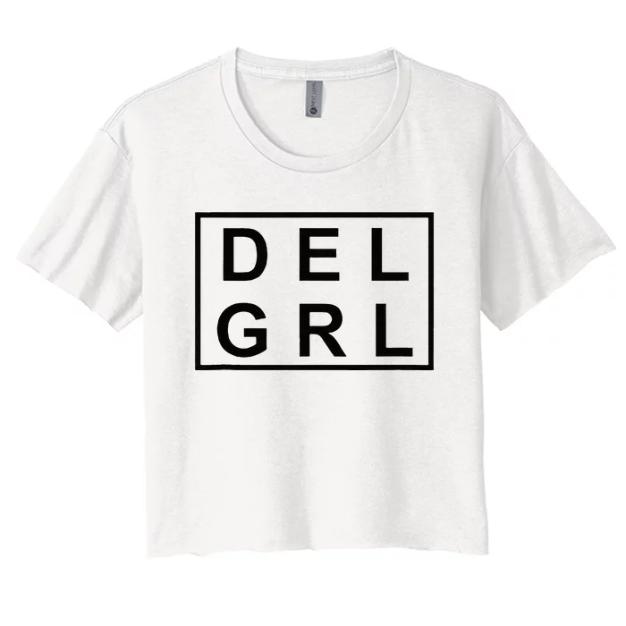 DEL GRL Delaware Girl Simple Black Design Women's Crop Top Tee