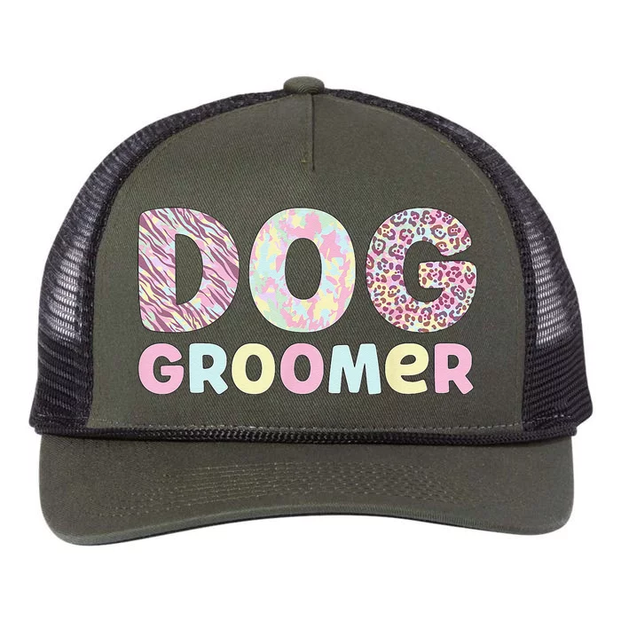 Dog Groomer Day Dog Grooming Retro Rope Trucker Hat Cap