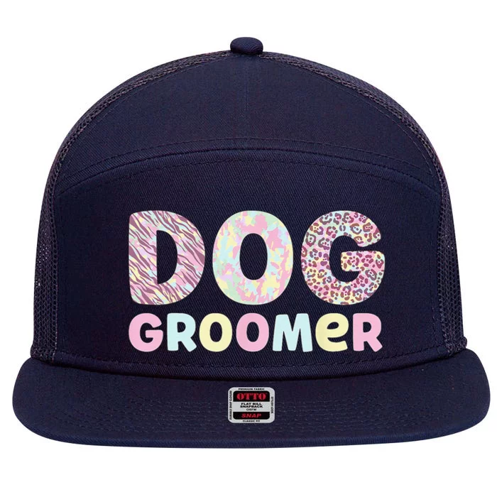 Dog Groomer Day Dog Grooming 7 Panel Mesh Trucker Snapback Hat