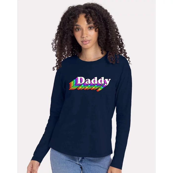 Daddy Gay Daddy Bear Retro Lgbt Rainbow Lgbtq Pride Womens Cotton Relaxed Long Sleeve T-Shirt