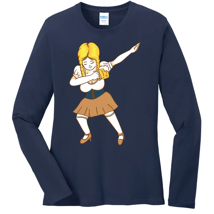 Dabbing German Dirndl Girl Beer Mug Shirts Oktoberfest Gift Ladies Long Sleeve Shirt