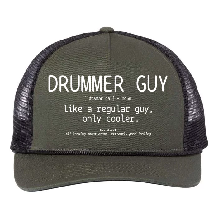 Drummer Guy Definition Funny Vintage Drums Drumming Great Gift Retro Rope Trucker Hat Cap