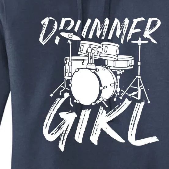 Drummer Girl Drum Kit Women's Pullover Hoodie