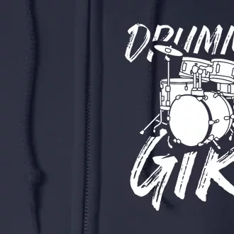 Drummer Girl Drum Kit Full Zip Hoodie