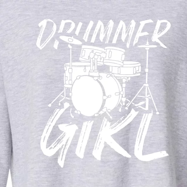 Drummer Girl Drum Kit Cropped Pullover Crew