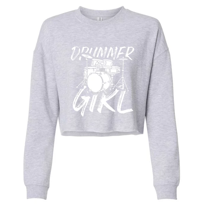 Drummer Girl Drum Kit Cropped Pullover Crew