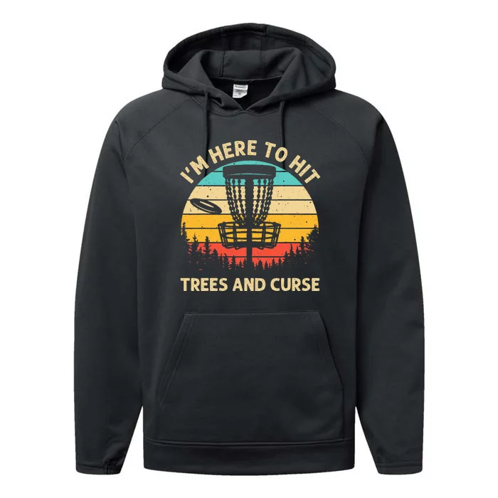 Disc Golf Disc Golf Player Trees Sports Performance Fleece Hoodie