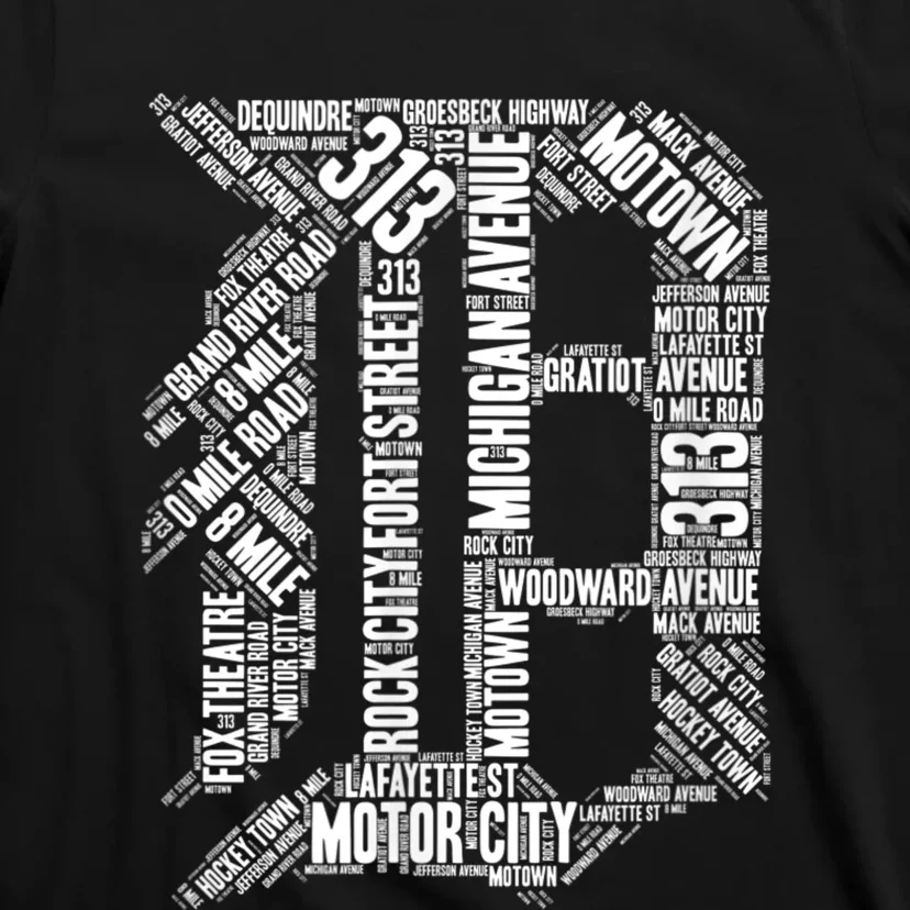 DETROIT 313 INTERSTATE SIGN T SHIRT