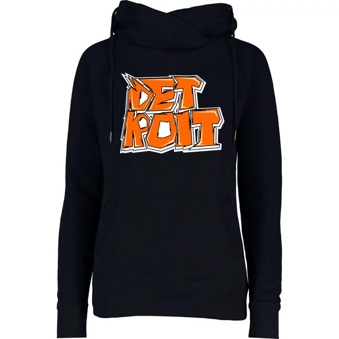 Detroit Graffiti Womens Funnel Neck Pullover Hood