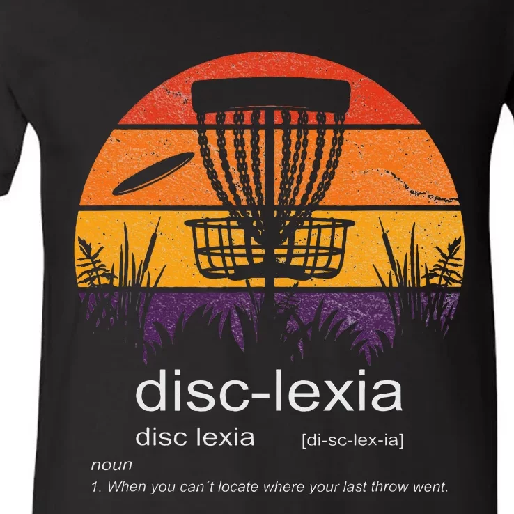 Disc Golf Disclexia Disc Golf Meme Funny Disc Golf V-Neck T-Shirt