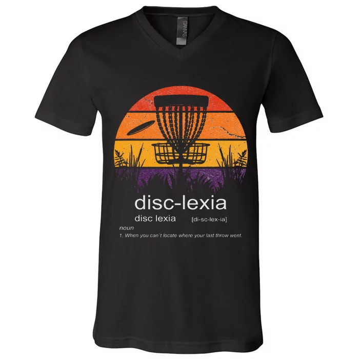 Disc Golf Disclexia Disc Golf Meme Funny Disc Golf V-Neck T-Shirt