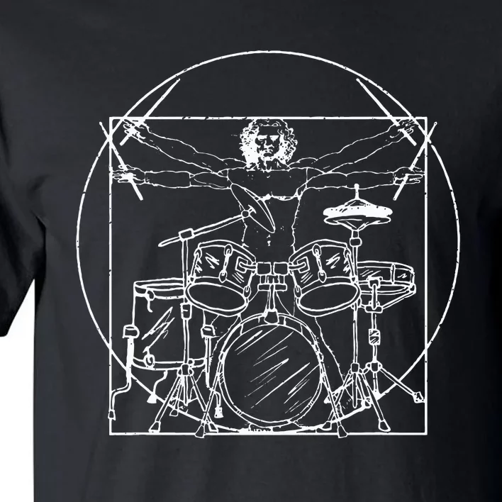 Drummer Gift Da Vinci Drums Drawing Present for Music Fans Tall T-Shirt