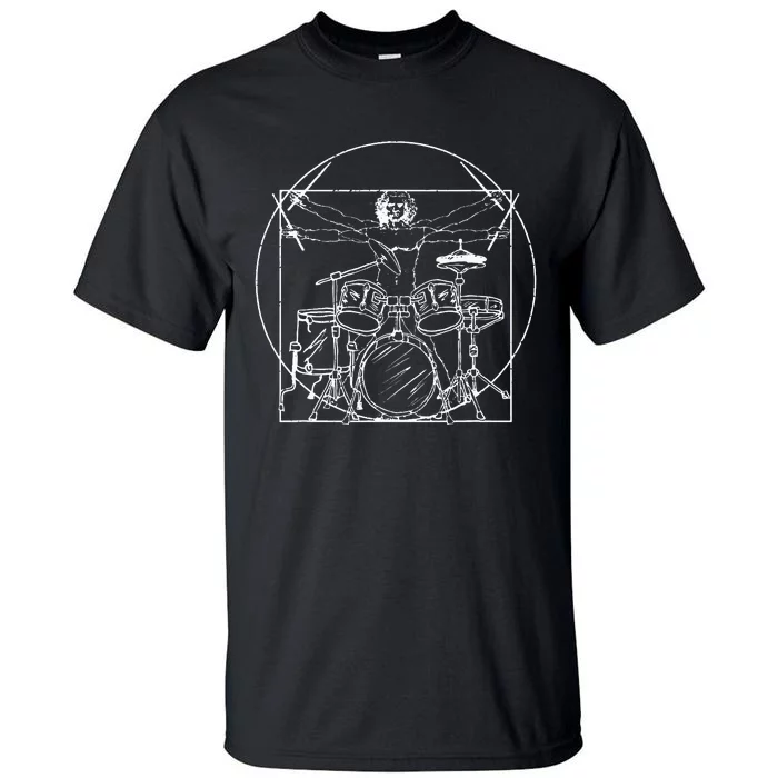 Drummer Gift Da Vinci Drums Drawing Present for Music Fans Tall T-Shirt