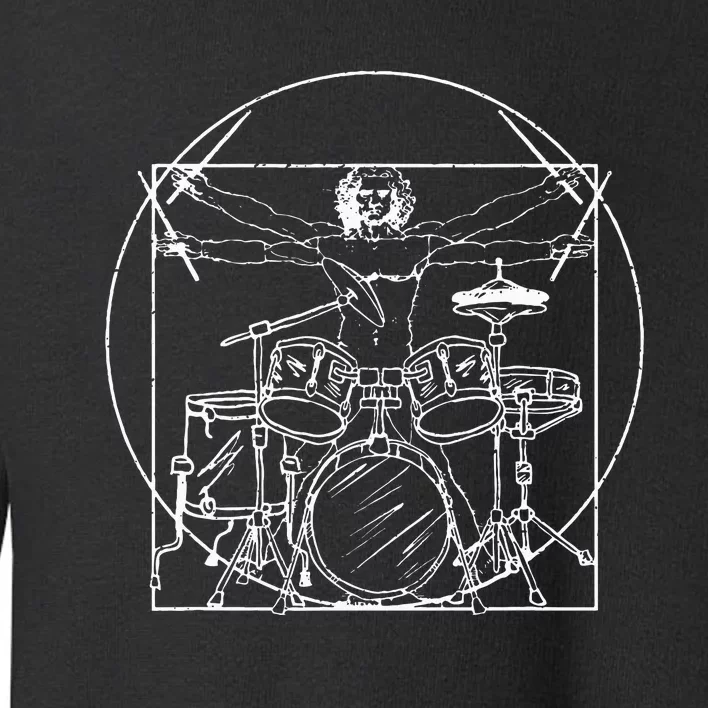 Drummer Gift Da Vinci Drums Drawing Present for Music Fans Toddler Sweatshirt