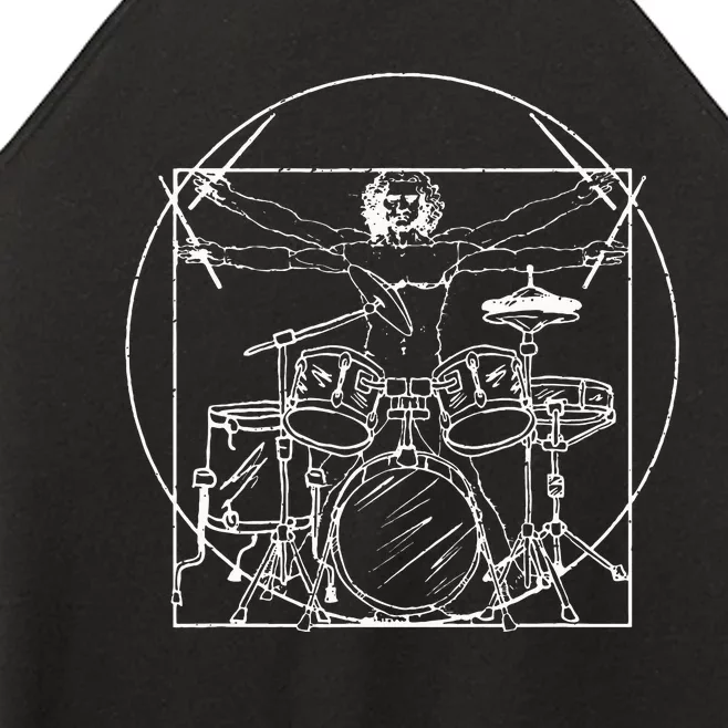 Drummer Gift Da Vinci Drums Drawing Present for Music Fans Women’s Perfect Tri Rocker Tank