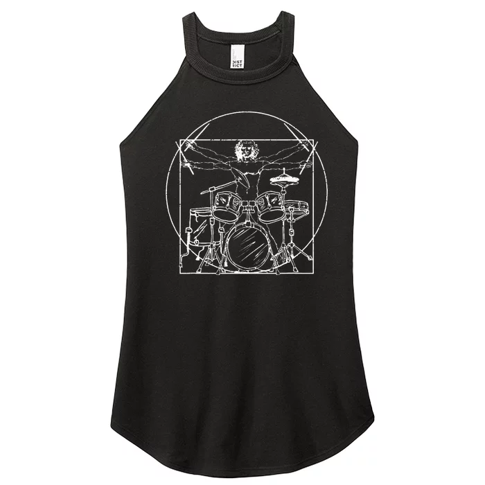 Drummer Gift Da Vinci Drums Drawing Present for Music Fans Women’s Perfect Tri Rocker Tank