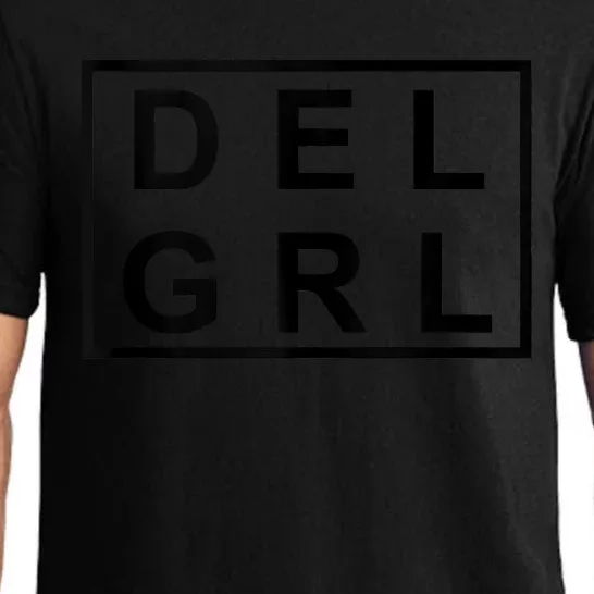 DEL GRL Delaware Girl Simple Black Design Pajama Set