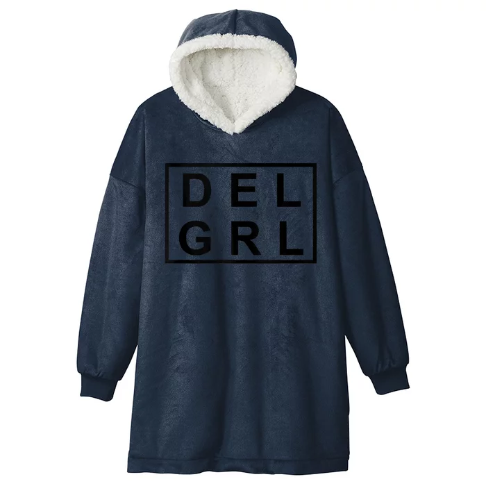 DEL GRL Delaware Girl Simple Black Design Hooded Wearable Blanket