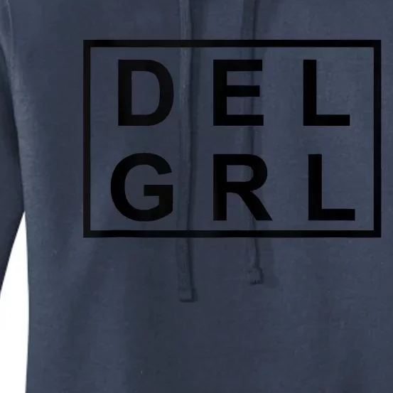 DEL GRL Delaware Girl Simple Black Design Women's Pullover Hoodie