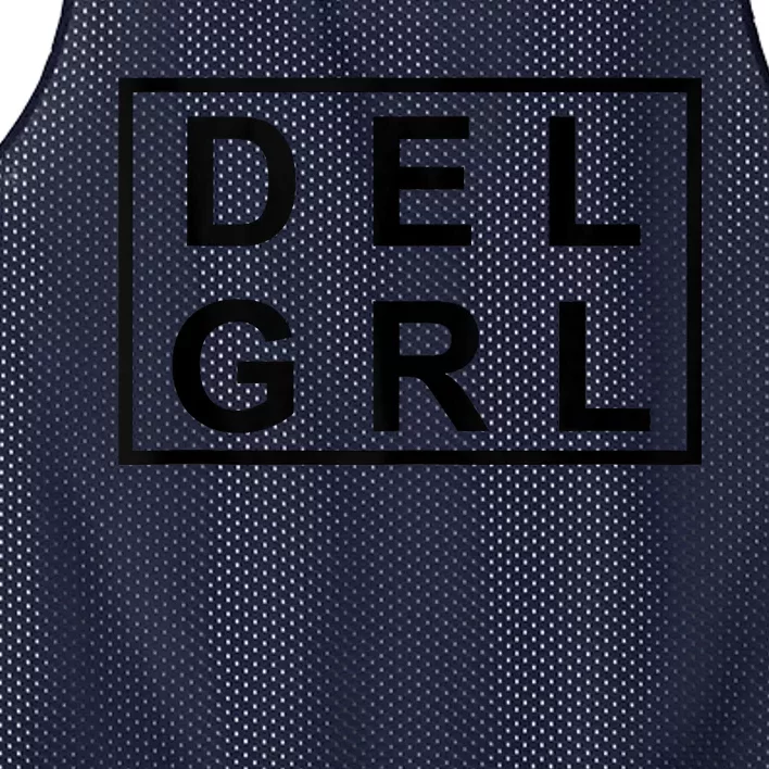 DEL GRL Delaware Girl Simple Black Design Mesh Reversible Basketball Jersey Tank