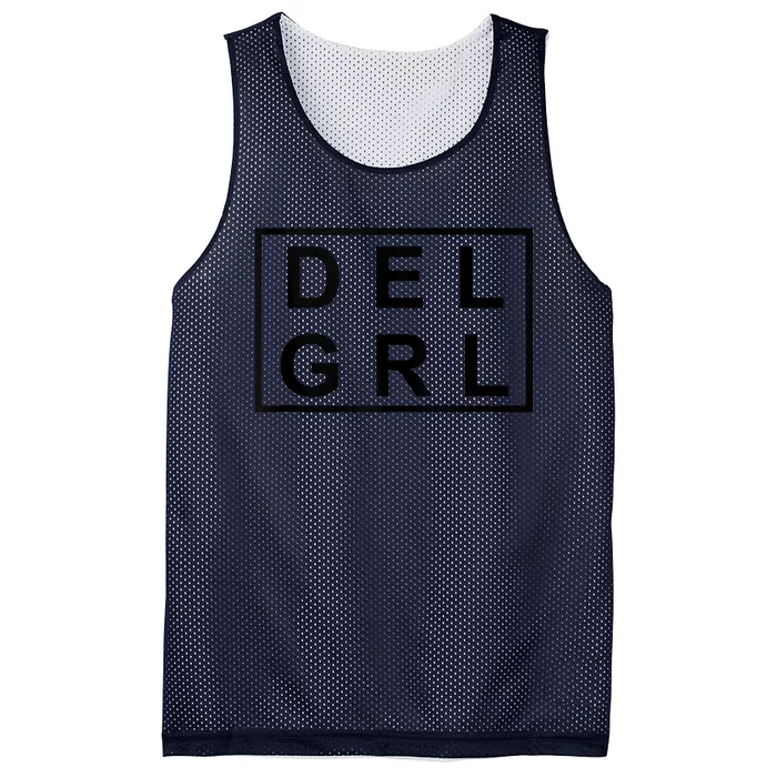 DEL GRL Delaware Girl Simple Black Design Mesh Reversible Basketball Jersey Tank