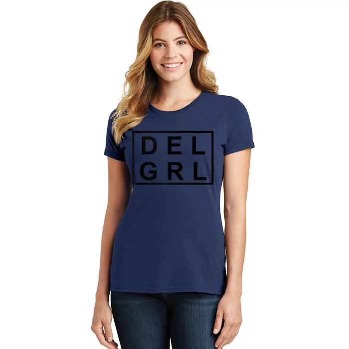 DEL GRL Delaware Girl Simple Black Design Women's T-Shirt