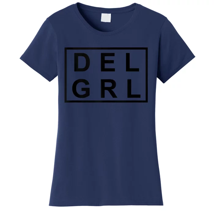 DEL GRL Delaware Girl Simple Black Design Women's T-Shirt