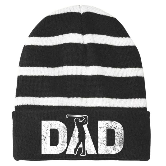 Dad Golf Daddy Golfer Gift For Father's Day Striped Beanie with Solid Band