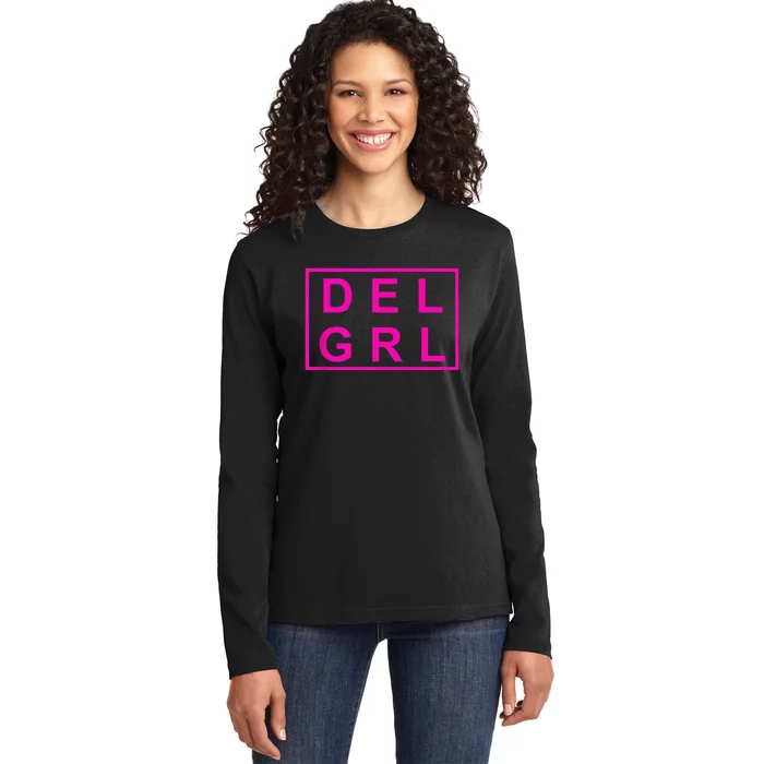 DEL GRL Delaware Girl Pink Design Ladies Long Sleeve Shirt