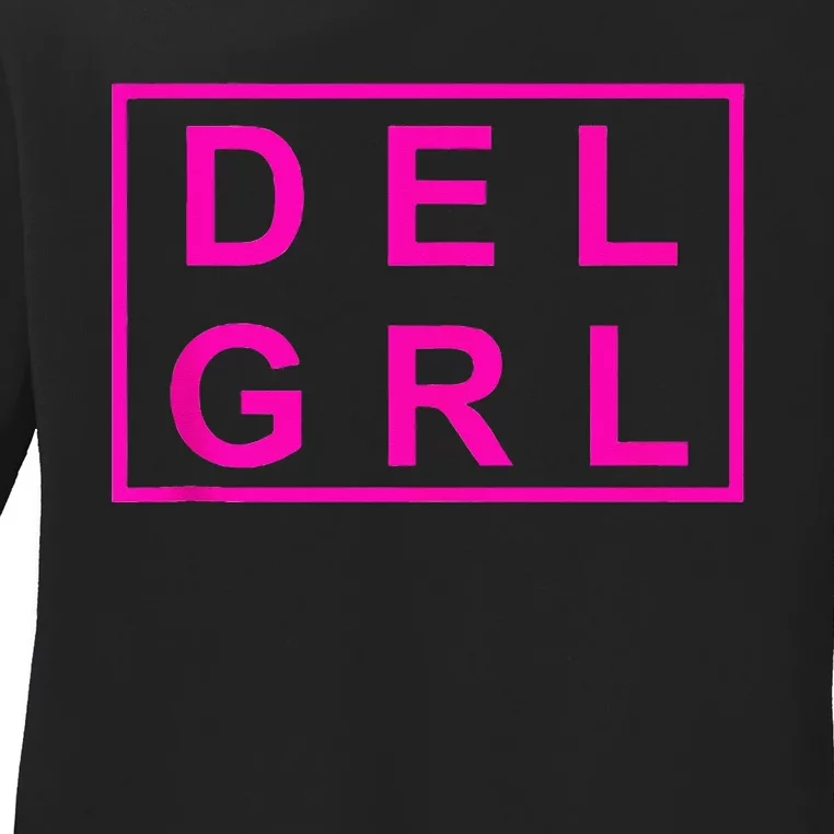 DEL GRL Delaware Girl Pink Design Ladies Long Sleeve Shirt