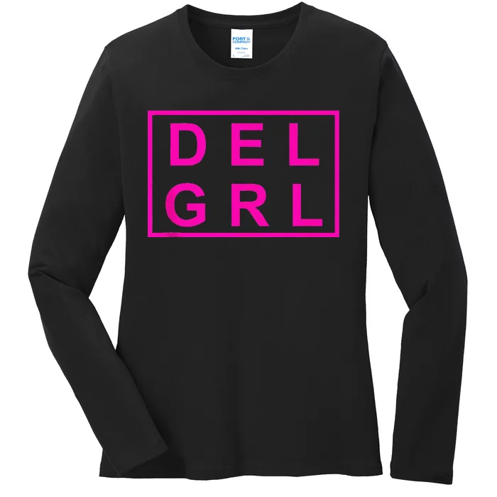 DEL GRL Delaware Girl Pink Design Ladies Long Sleeve Shirt