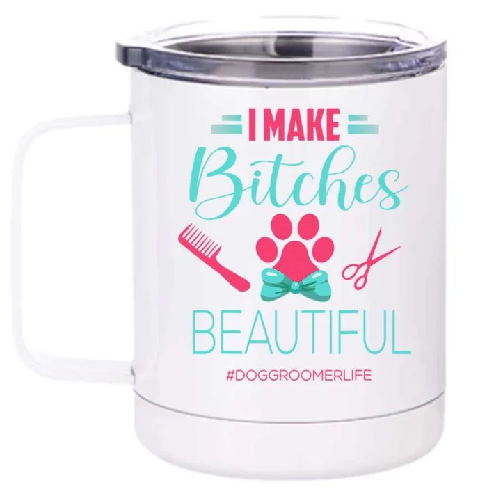 Dog Groomer Dog Grooming Outfit Funny Dog Groomer Gift Front & Back 12oz Stainless Steel Tumbler Cup