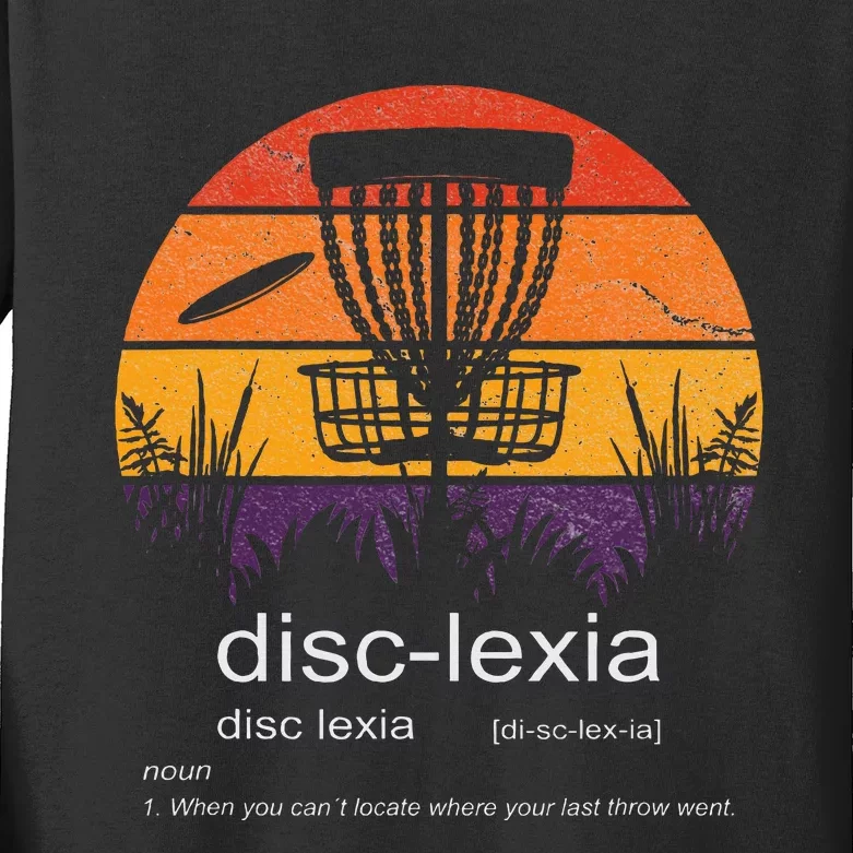 Disc Golf disclexia disc golf meme funny disc golf Kids Long Sleeve Shirt