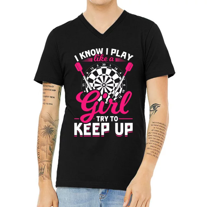 Darts Girl Dart Lover Woman V-Neck T-Shirt