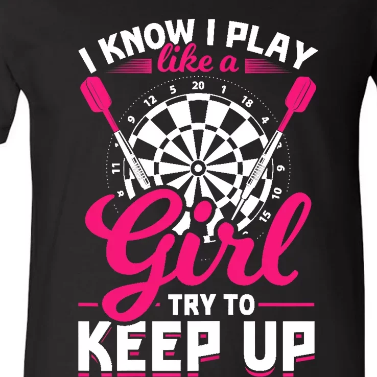 Darts Girl Dart Lover Woman V-Neck T-Shirt