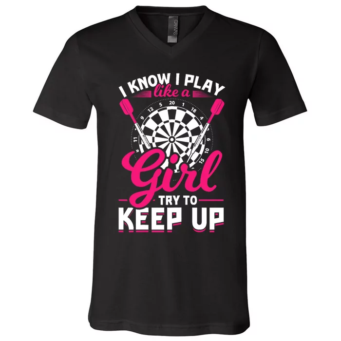 Darts Girl Dart Lover Woman V-Neck T-Shirt