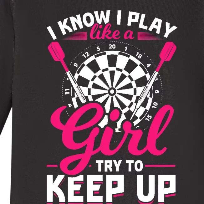 Darts Girl Dart Lover Woman Baby Long Sleeve Bodysuit