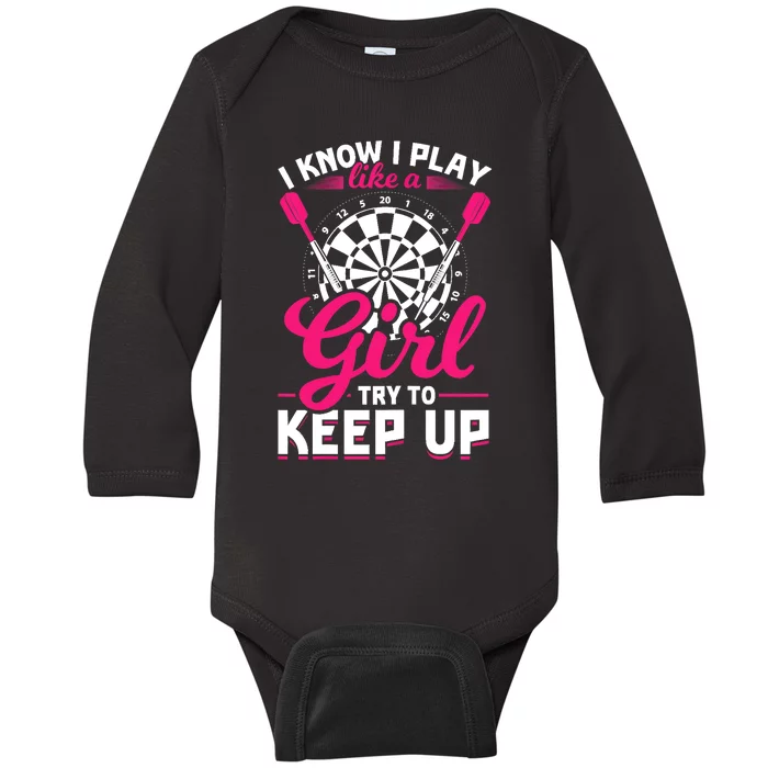 Darts Girl Dart Lover Woman Baby Long Sleeve Bodysuit