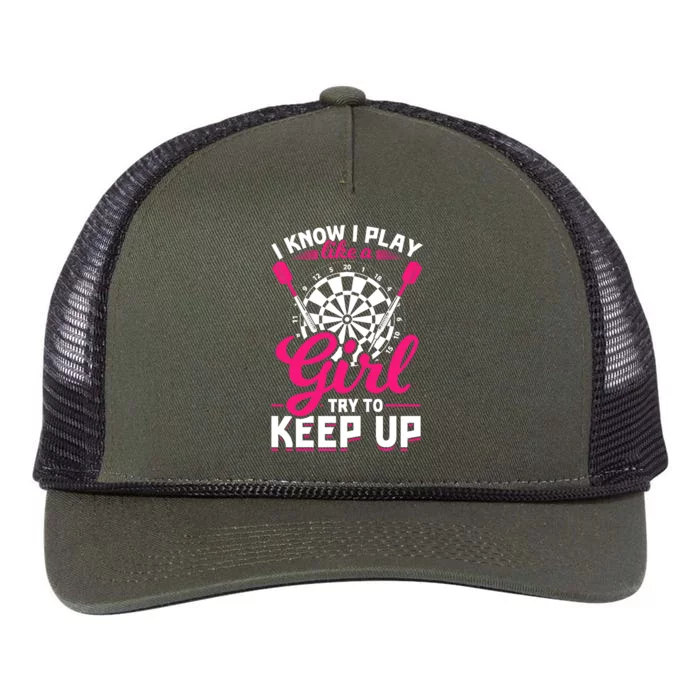 Darts Girl Dart Lover Woman Retro Rope Trucker Hat Cap