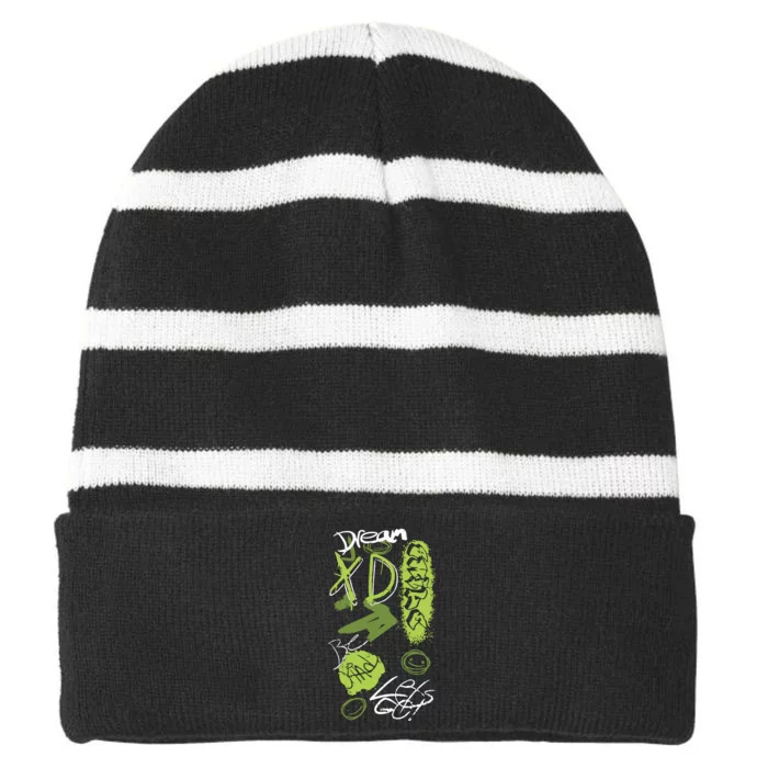 Dream Graffiti Striped Beanie with Solid Band