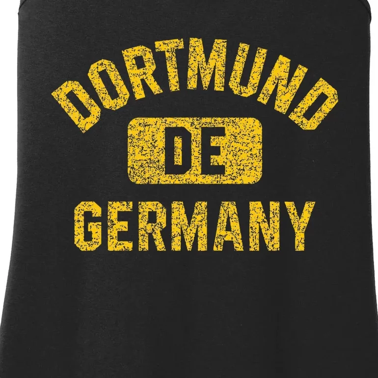 Dortmund Germany De Gym Style Distressed Amber Ladies Essential Tank