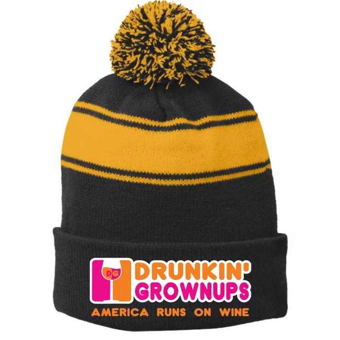 Drunken Grownups Funny Wine Shirts Drinking Gifts Stripe Pom Pom Beanie