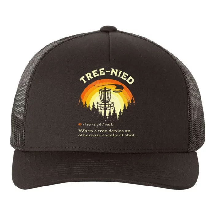 Disc Golf Funny Stupid Tree Retro Disc Golf Yupoong Adult 5-Panel Trucker Hat