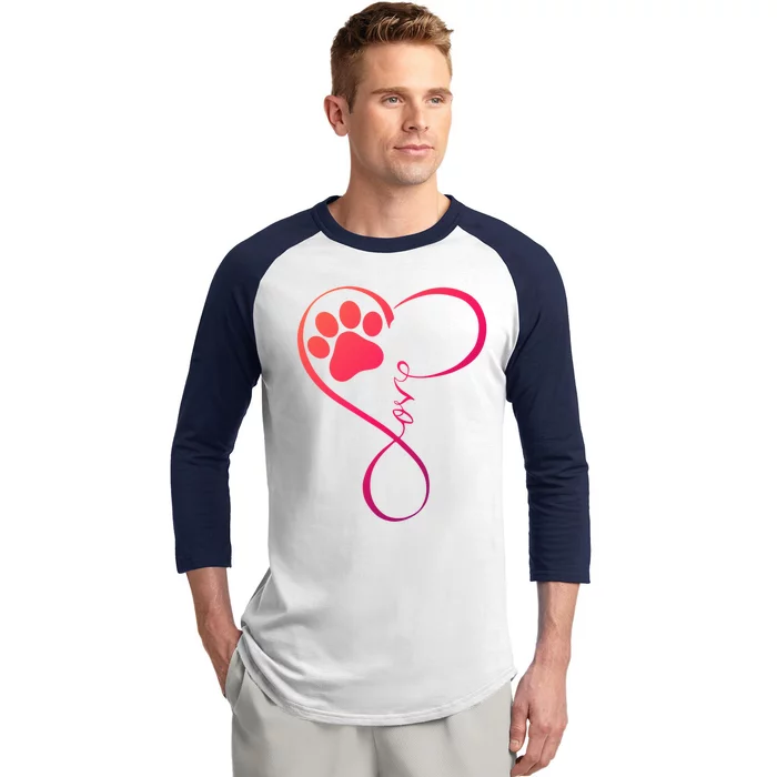 Dog Gift Fun Pawprint Design Gift Love Dogs Gift Baseball Sleeve Shirt