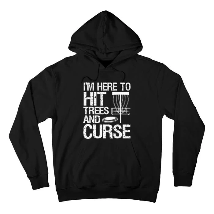 Disc Golf Funny Hit Trees and Curse Retro Disc Golf Tall Hoodie