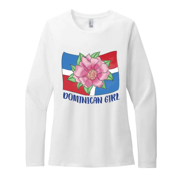 Dominican Girl Flag Womens CVC Long Sleeve Shirt