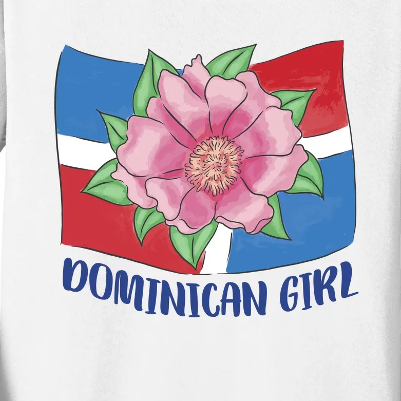 Dominican Girl Flag Kids Long Sleeve Shirt